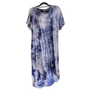 LuLaRoe Blue and White Tie-Dye Maxi Dress